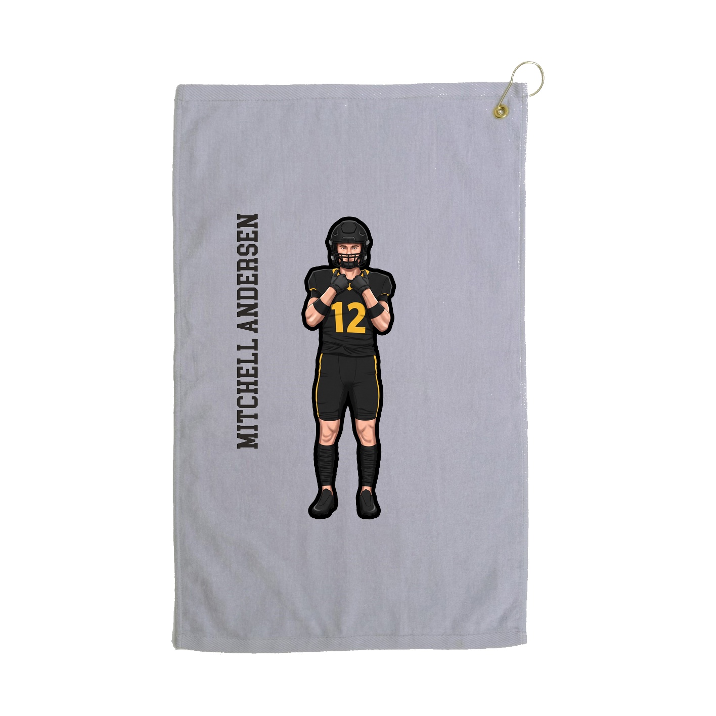 Golf Towel — Name Vertical in Grey