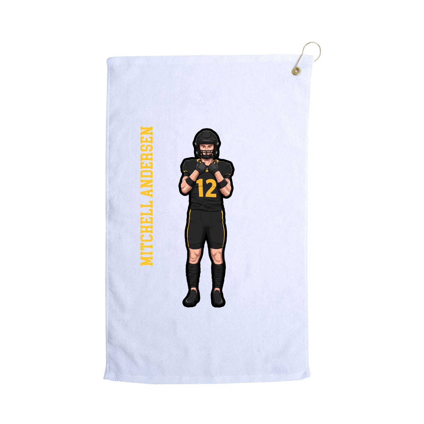 Golf Towel — Name Vertical in White