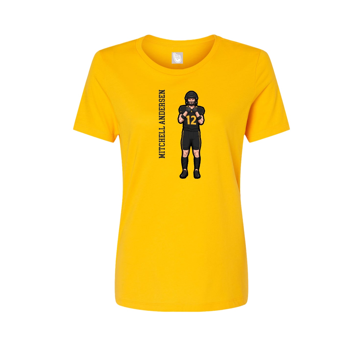 Womens Tee — Name Vertical in Gold