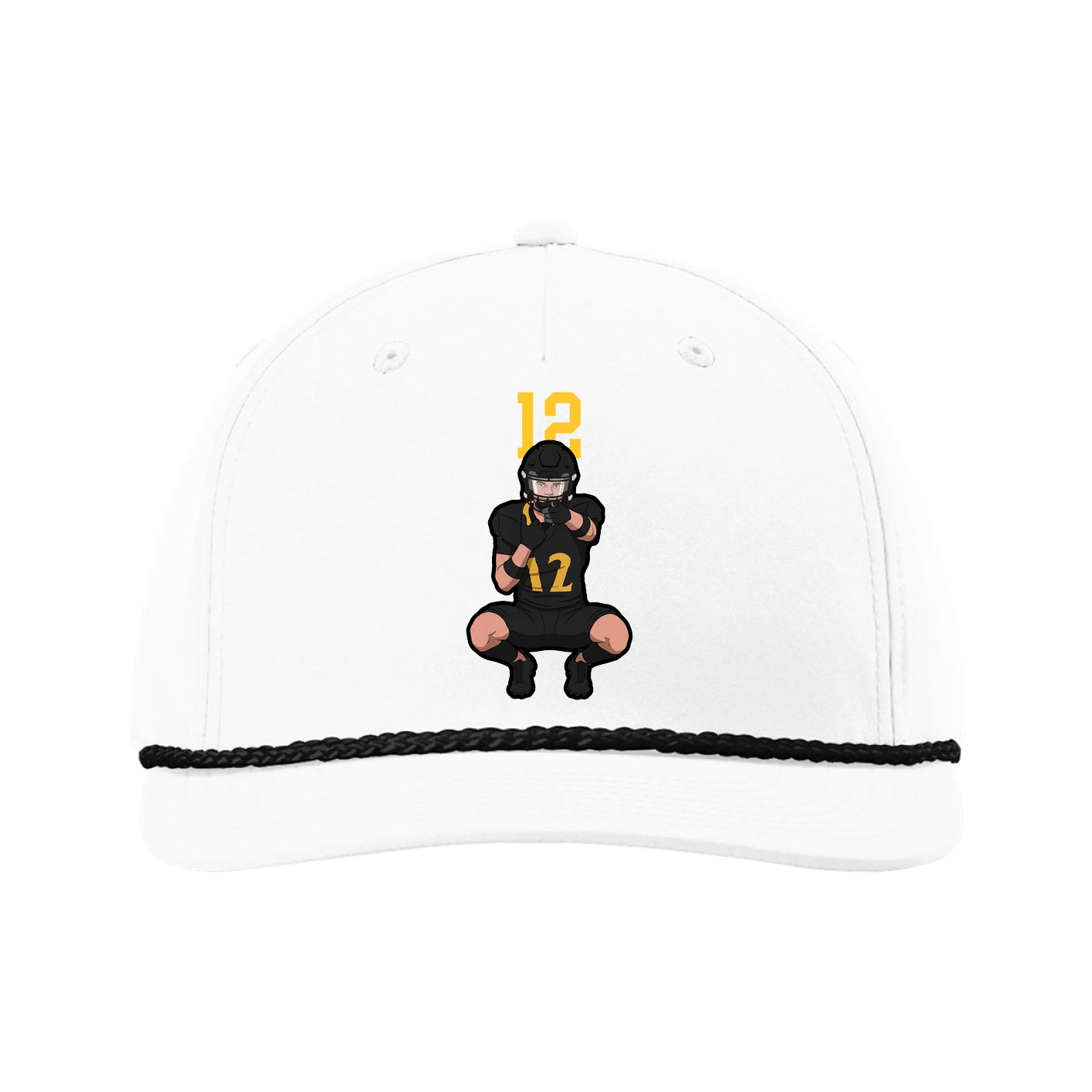 Five-Panel Classic Rope Cap — Number Top in White