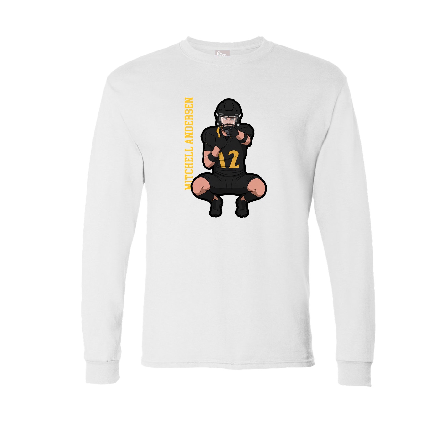 Long Sleeve Tee — Name Vertical in White