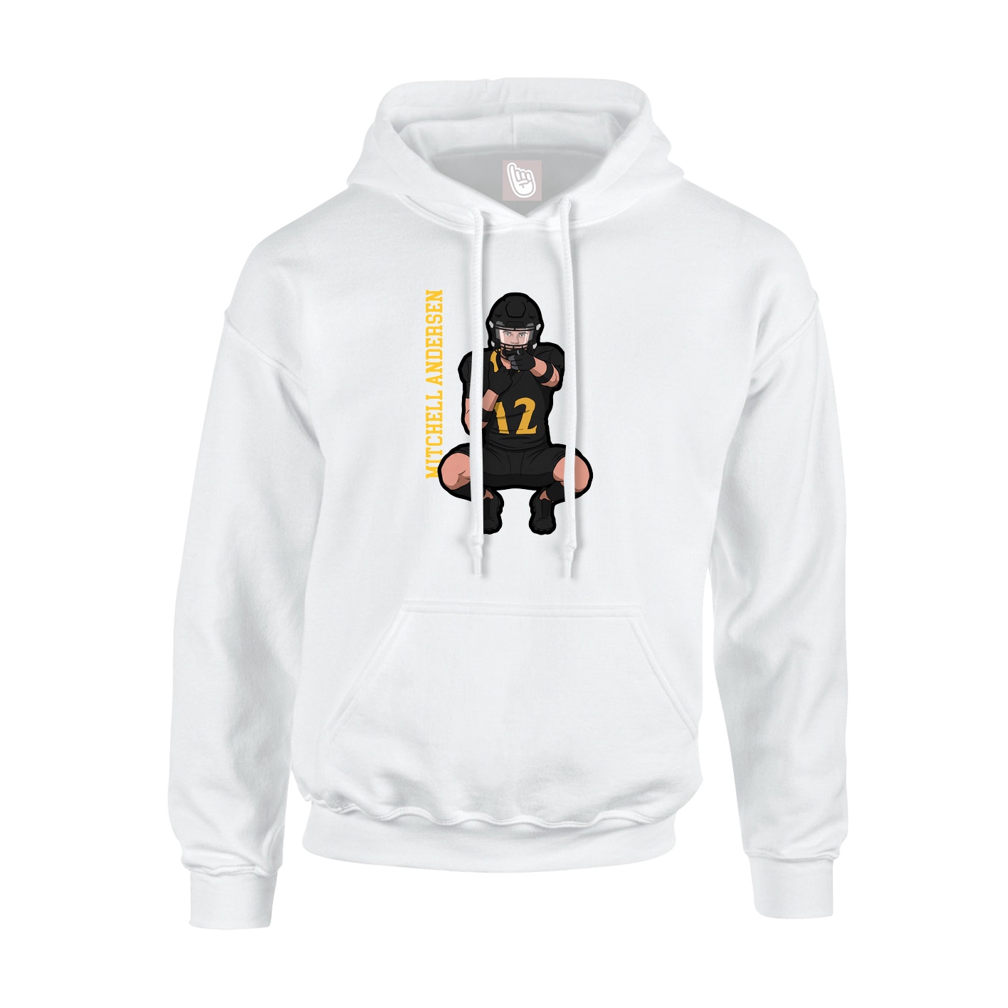 Youth Hoodie — Name Vertical in White