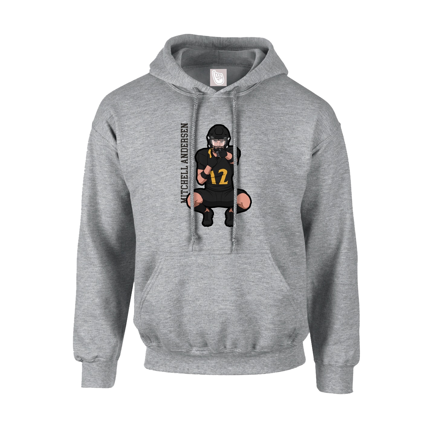 Youth Hoodie — Name Vertical in Grey