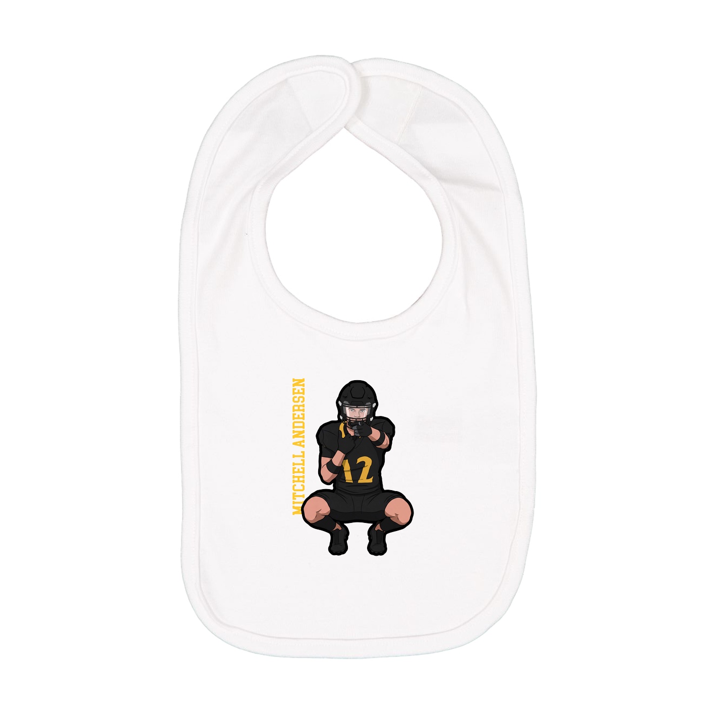 Infant Bib — Name Vertical in White