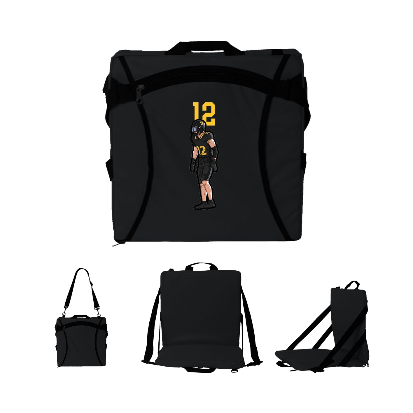 Folding Stadium Seat — Number Top in Black
