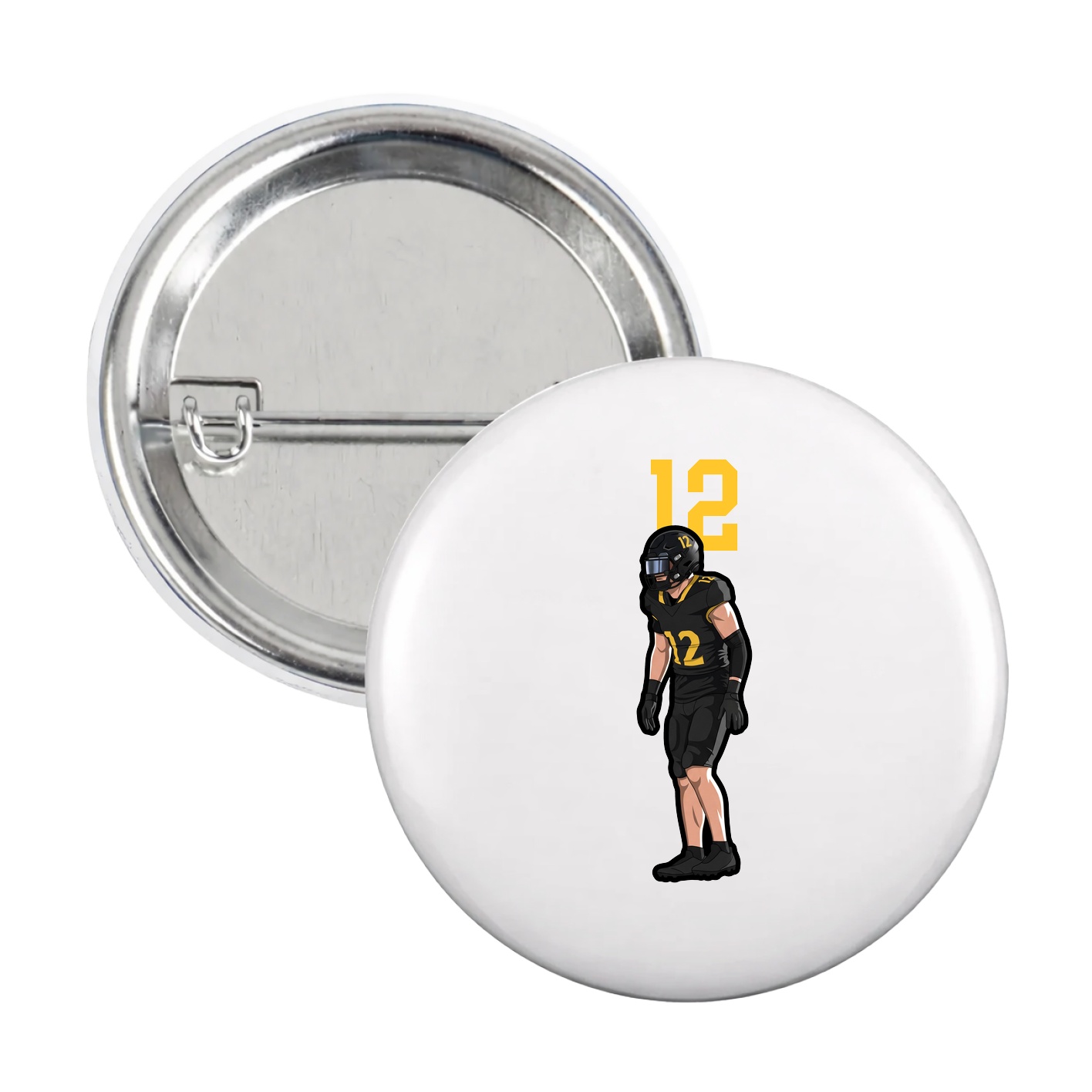 Game Day Button — Number Top in White