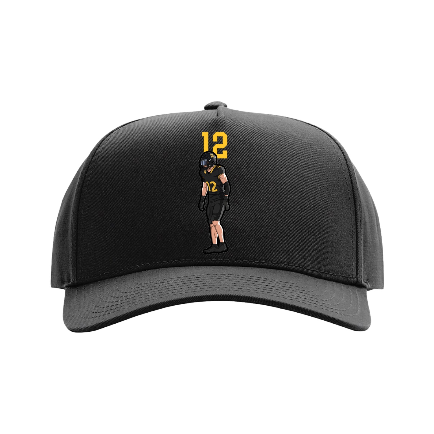 Full Fabric Five-Panel Champ Cap — Number Top in Black