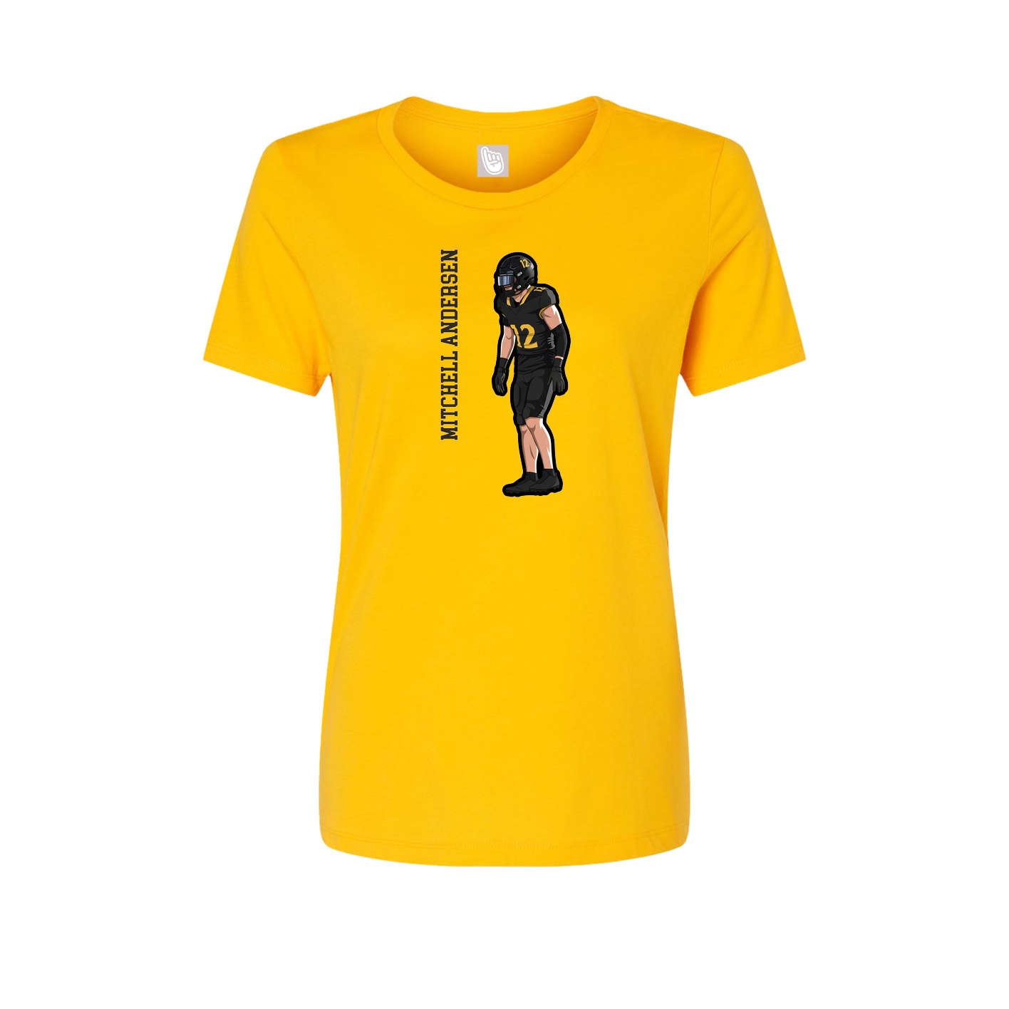 Womens Tee — Name Vertical in Gold