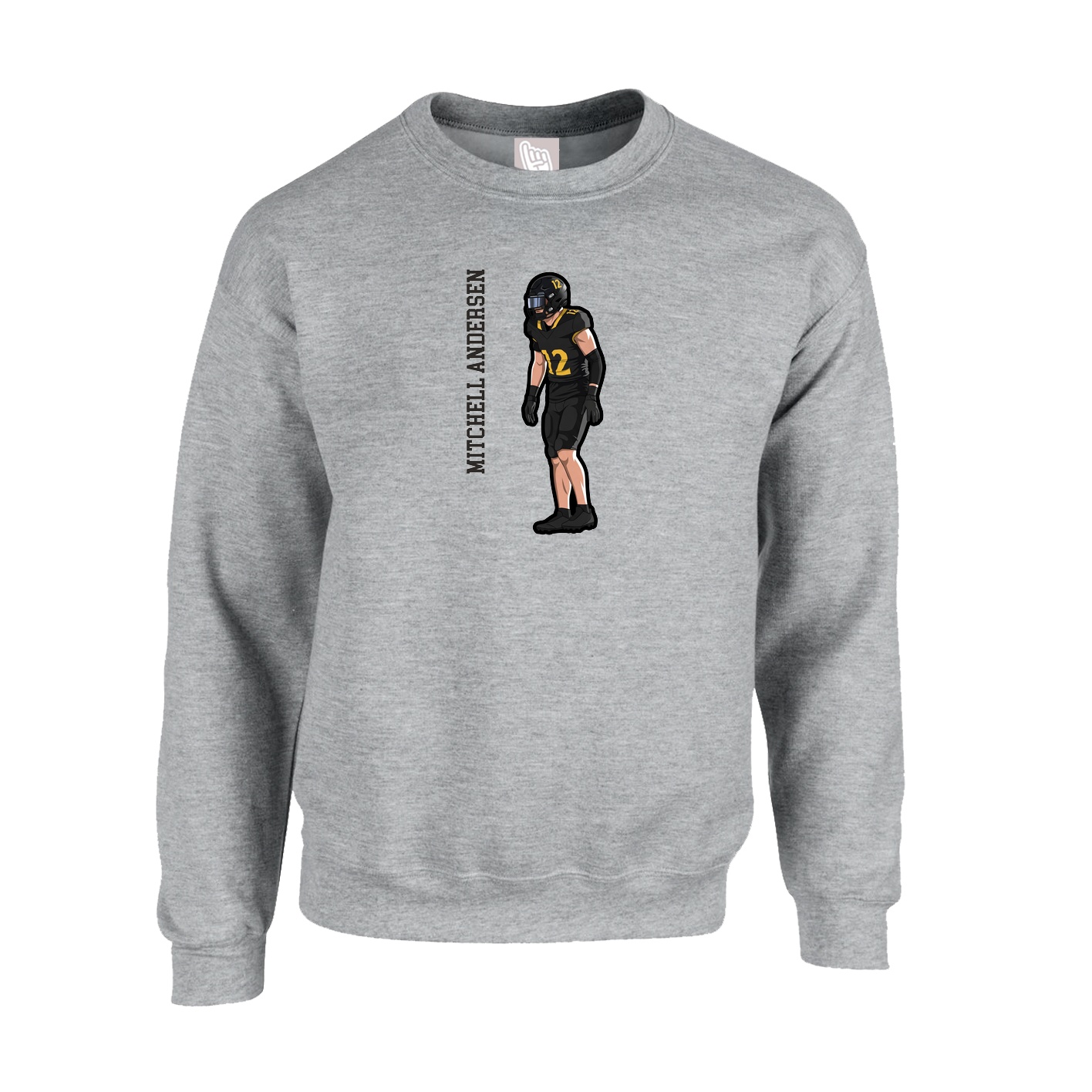 Fleece Crew — Name Vertical in Grey