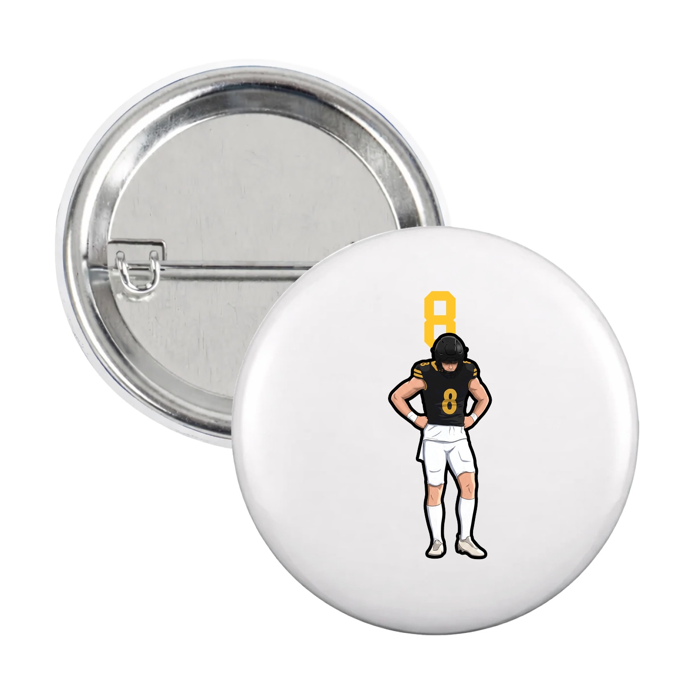 Game Day Button — Number Top in White