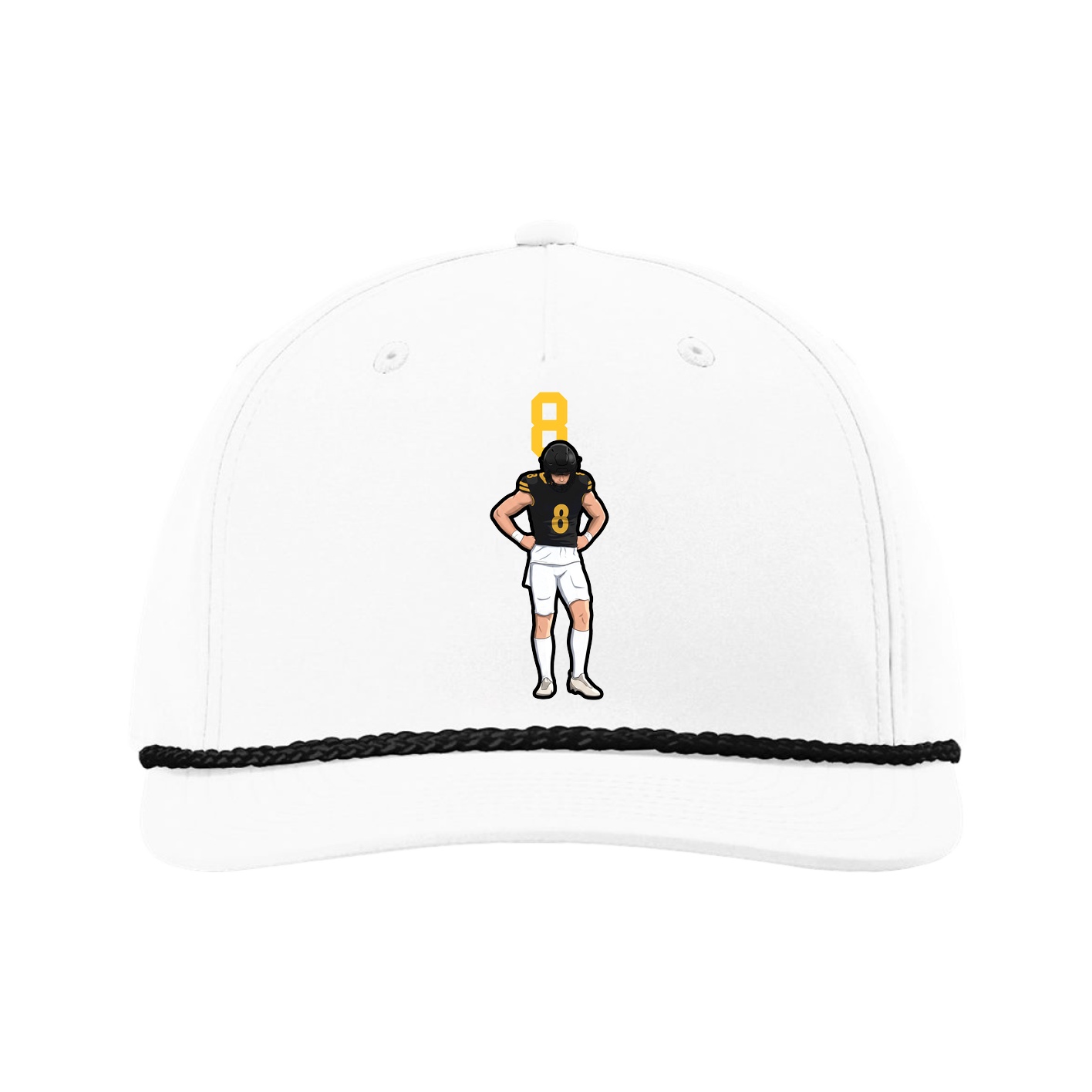 Five-Panel Classic Rope Cap — Number Top in White