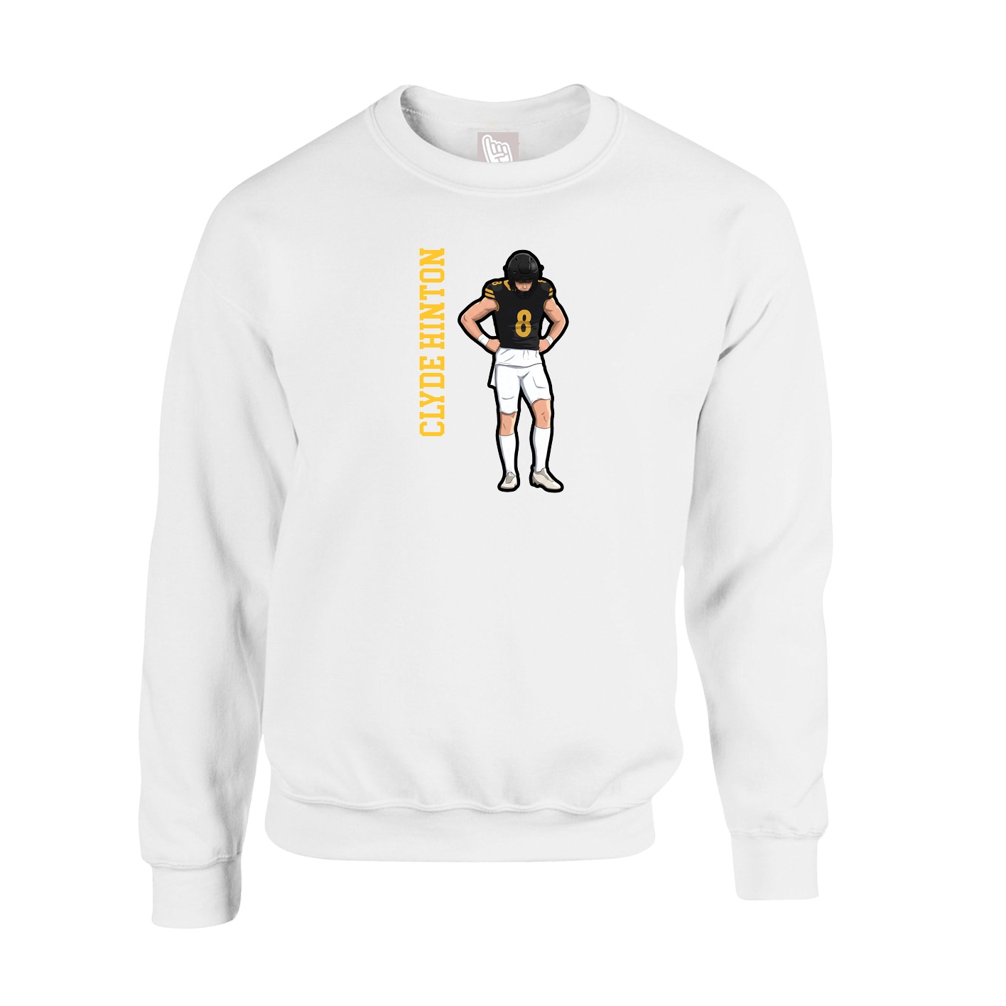 Fleece Crew — Name Vertical in White