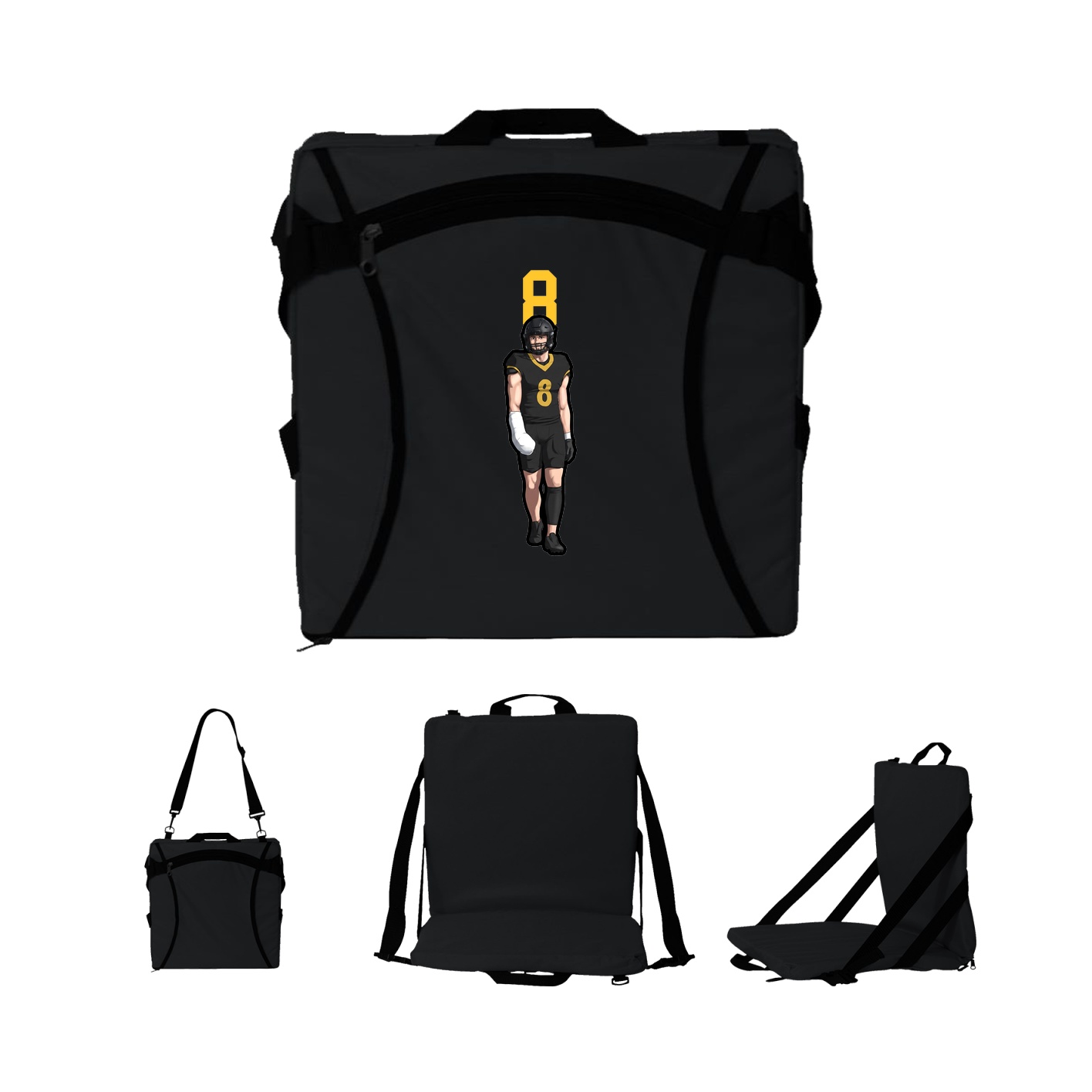Folding Stadium Seat — Number Top in Black