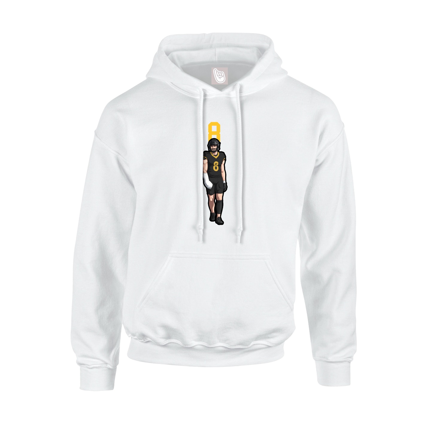 Youth Hoodie — Number Top in White