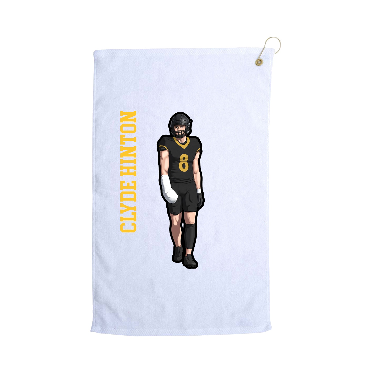 Golf Towel — Name Vertical in White