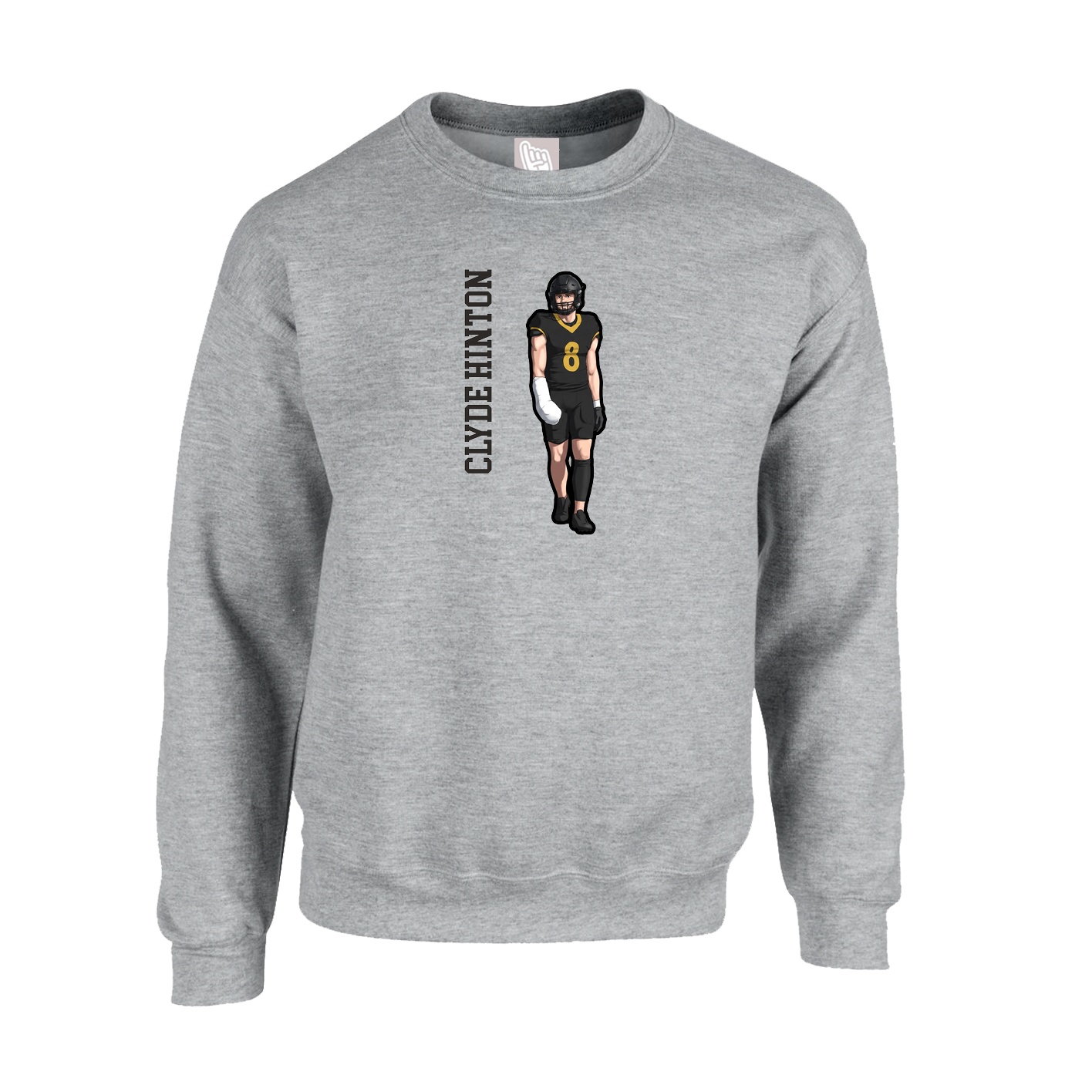 Fleece Crew — Name Vertical in Grey