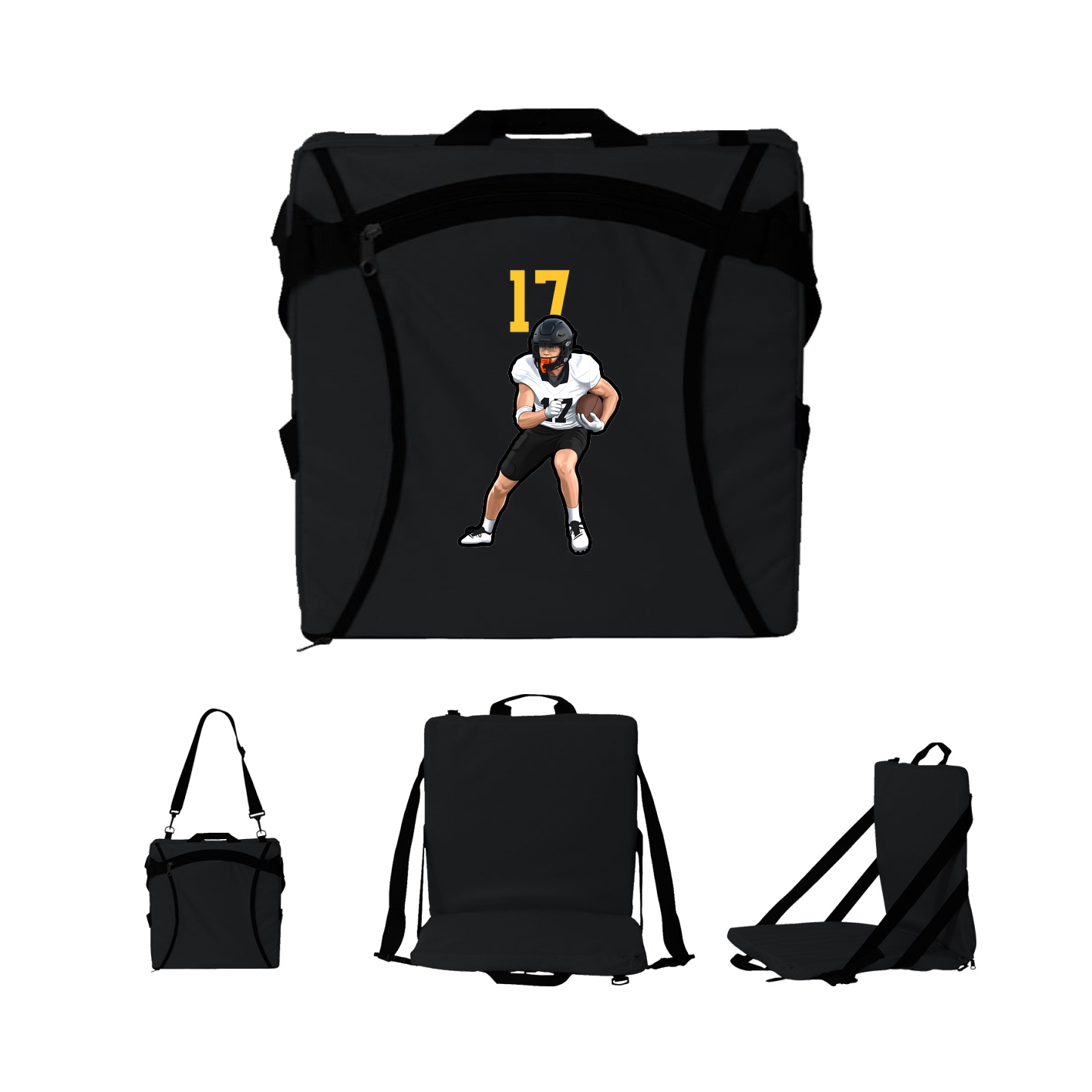 Folding Stadium Seat — Number Top in Black