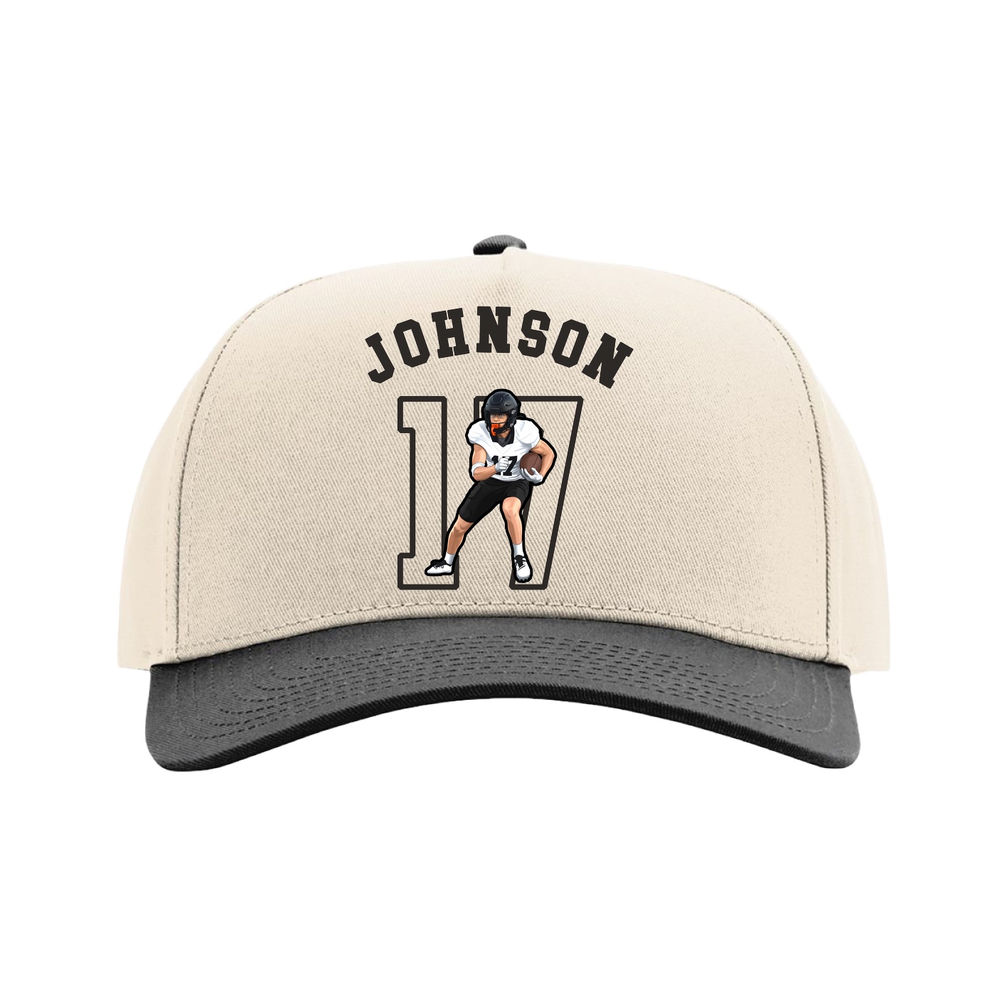 Full Fabric Five-Panel Champ Cap — Shirsey Arch in Cream/Black