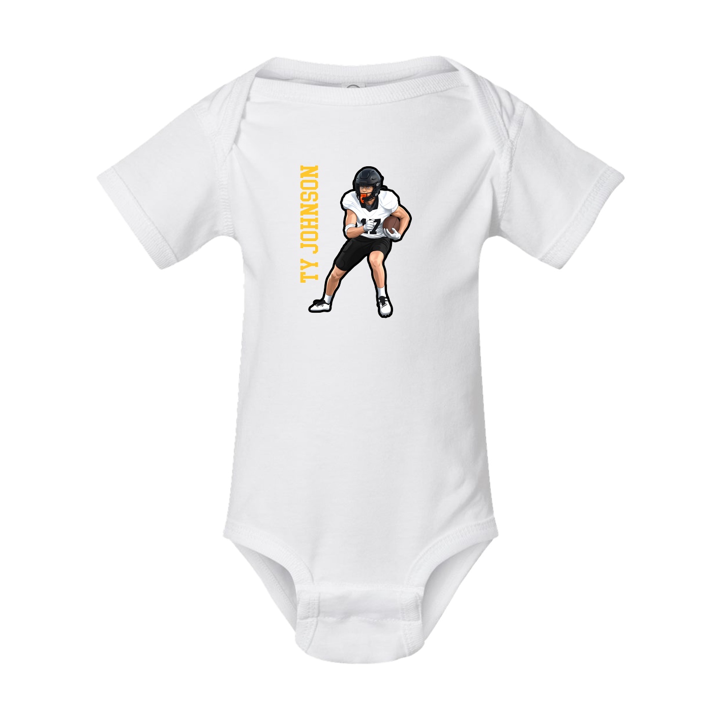 Baby Onesie — Name Vertical in White