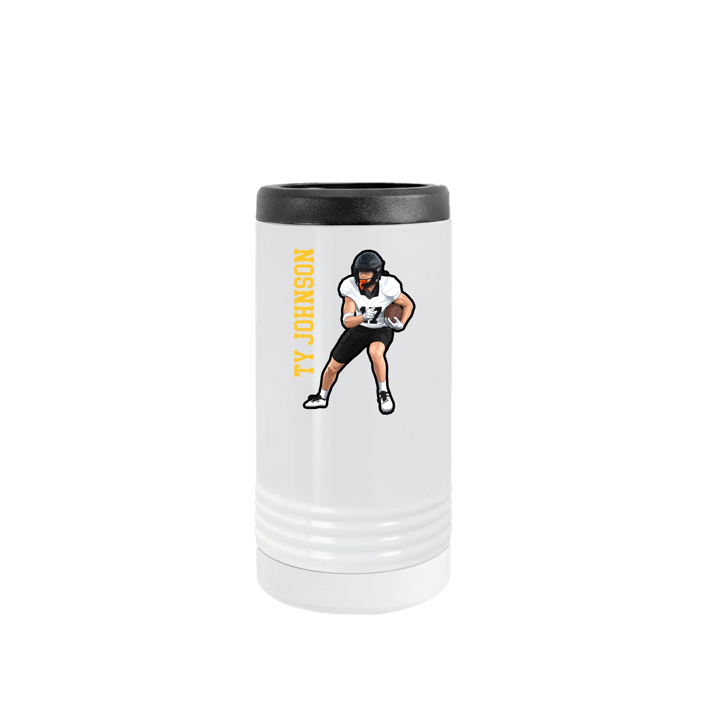 Slim Beverage Holder — Name Vertical in White