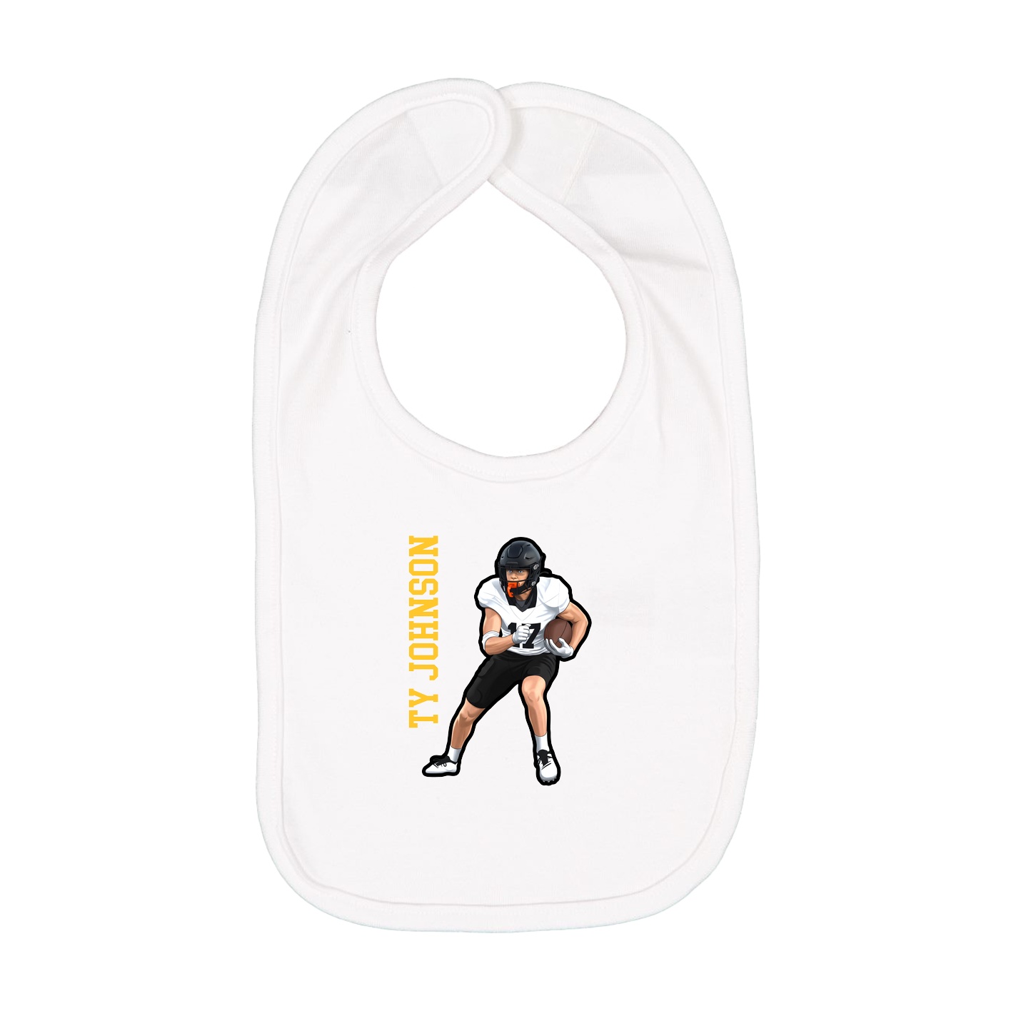 Infant Bib — Name Vertical in White