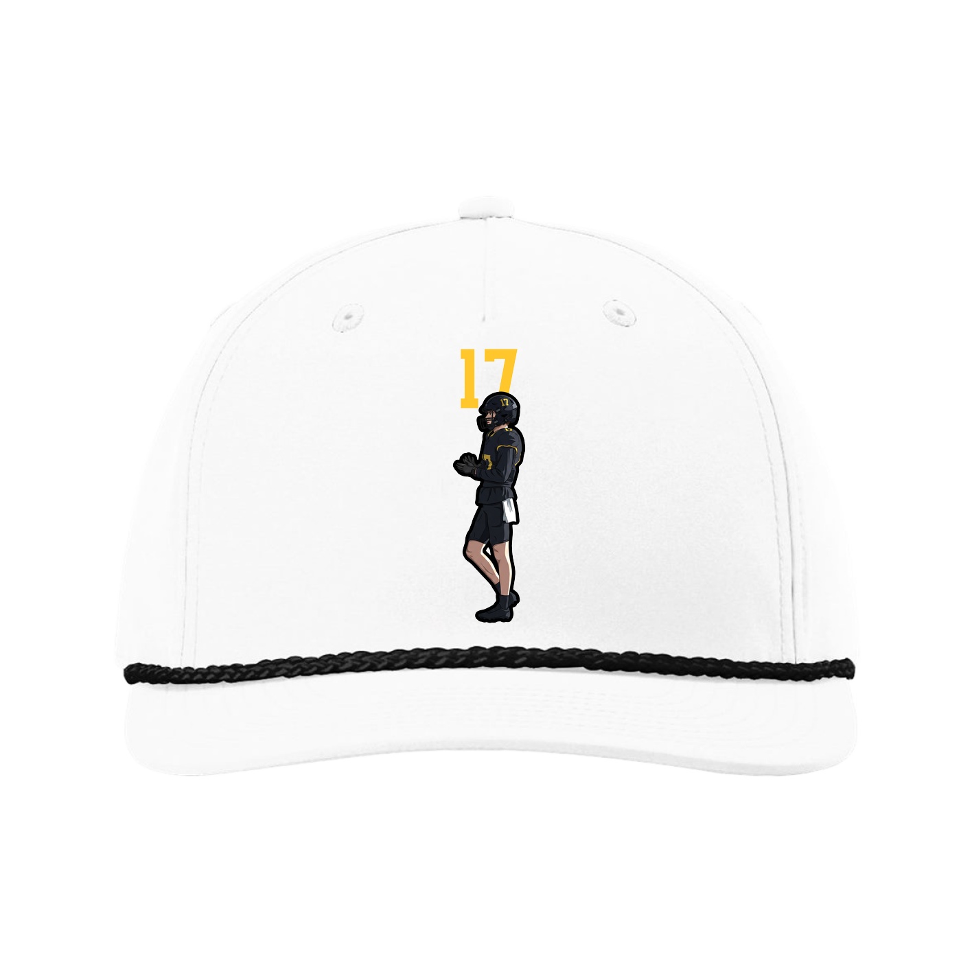 Five-Panel Classic Rope Cap — Number Top in White