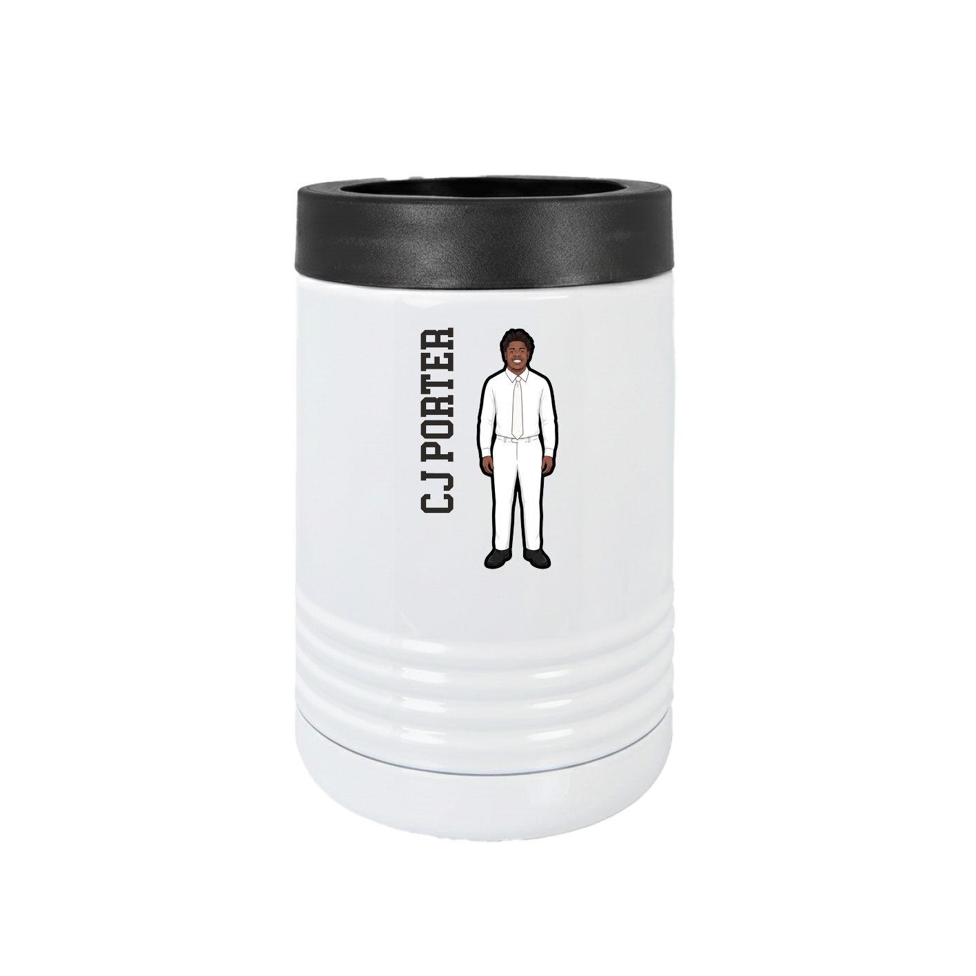 Beverage Holder — Name Vertical in White