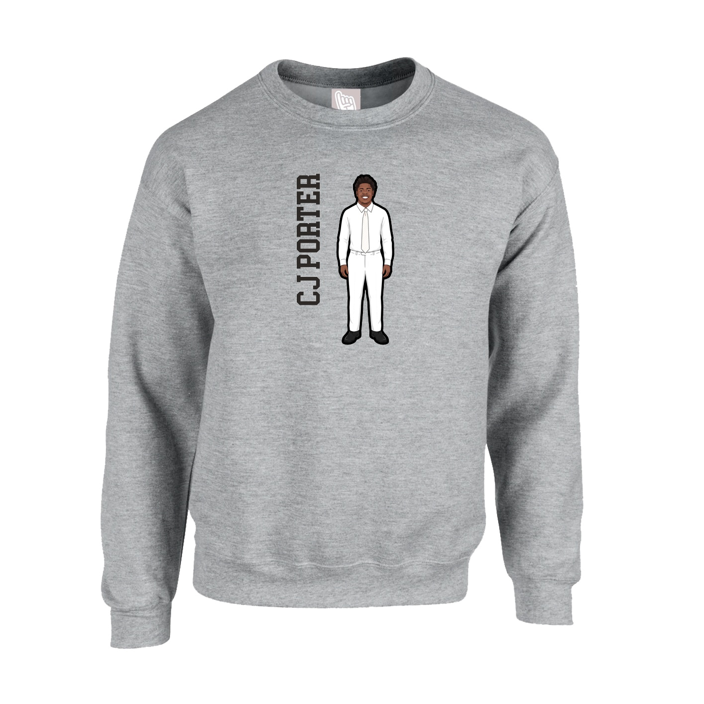 Fleece Crew — Name Vertical in Grey