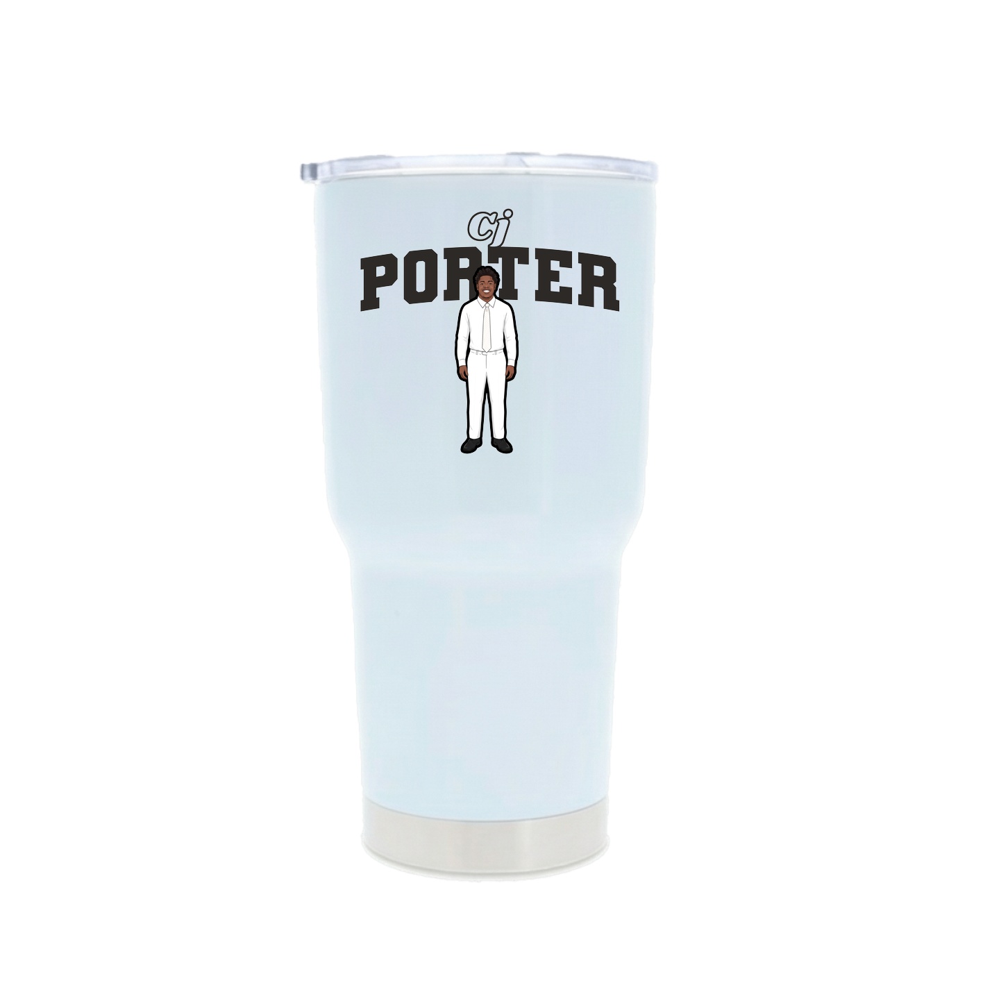 30oz Stainless Steel Tumbler — Name Arch in White