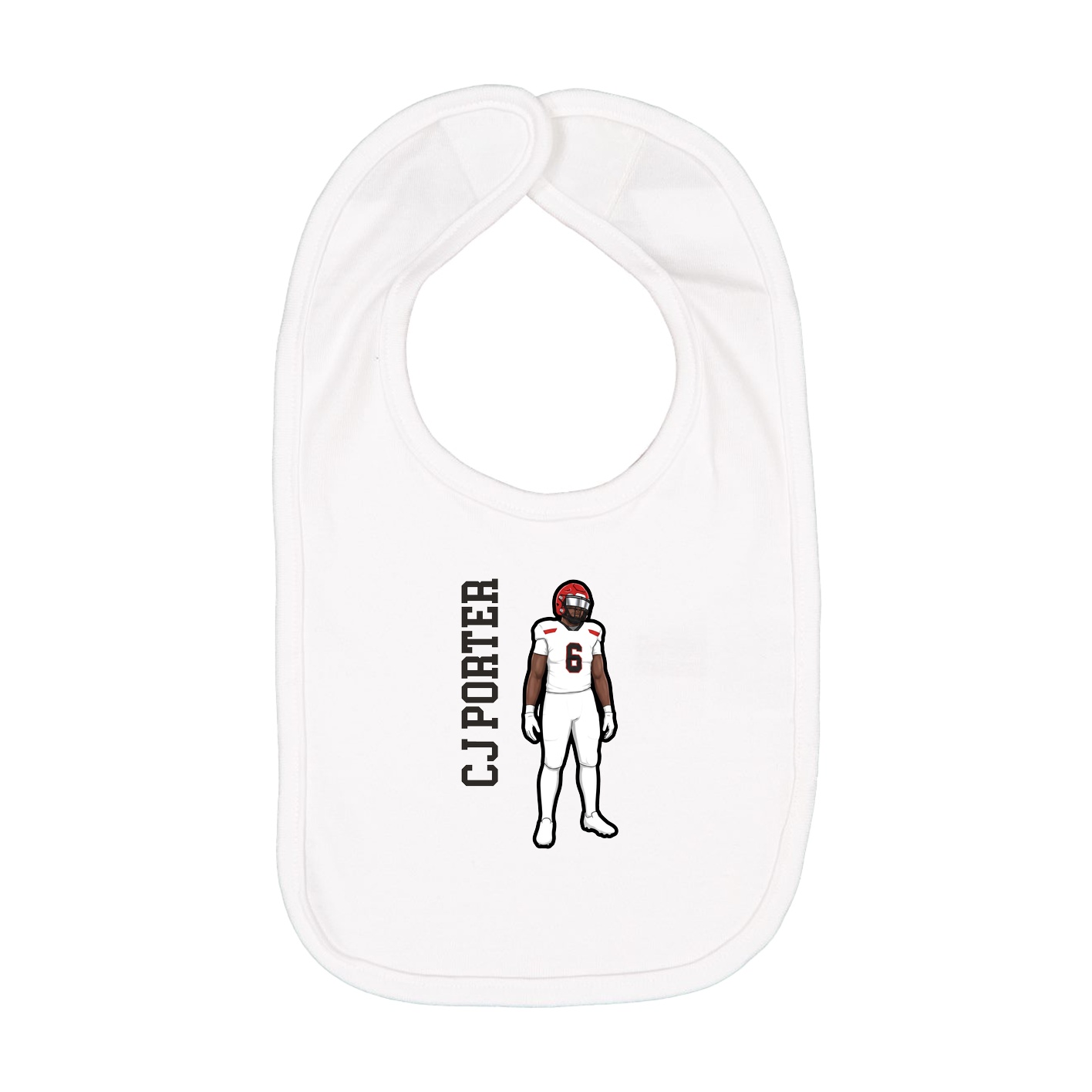 Infant Bib — Name Vertical in White
