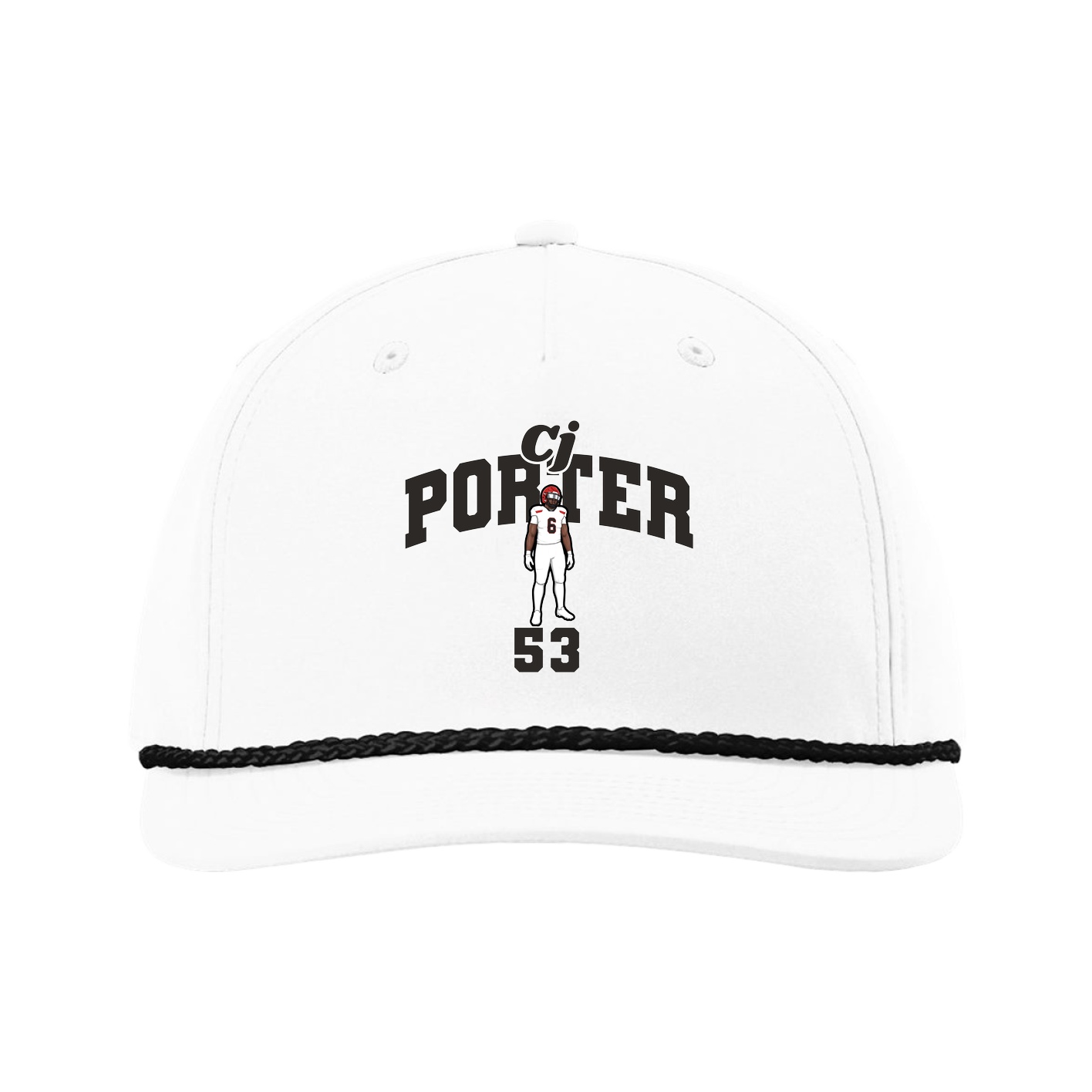 Five-Panel Classic Rope Cap — Signature Arch in White