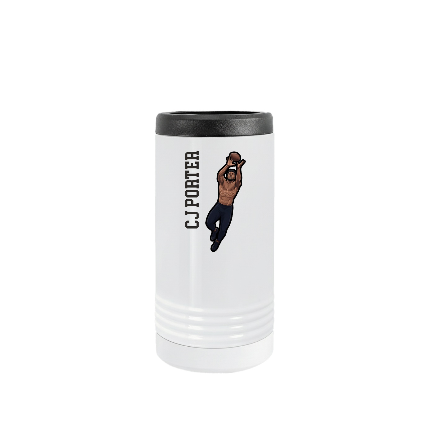 Slim Beverage Holder — Name Vertical in White
