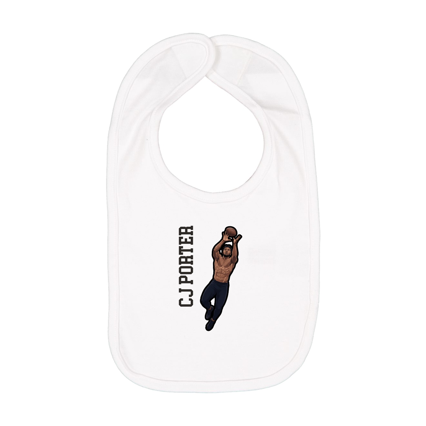 Infant Bib — Name Vertical in White