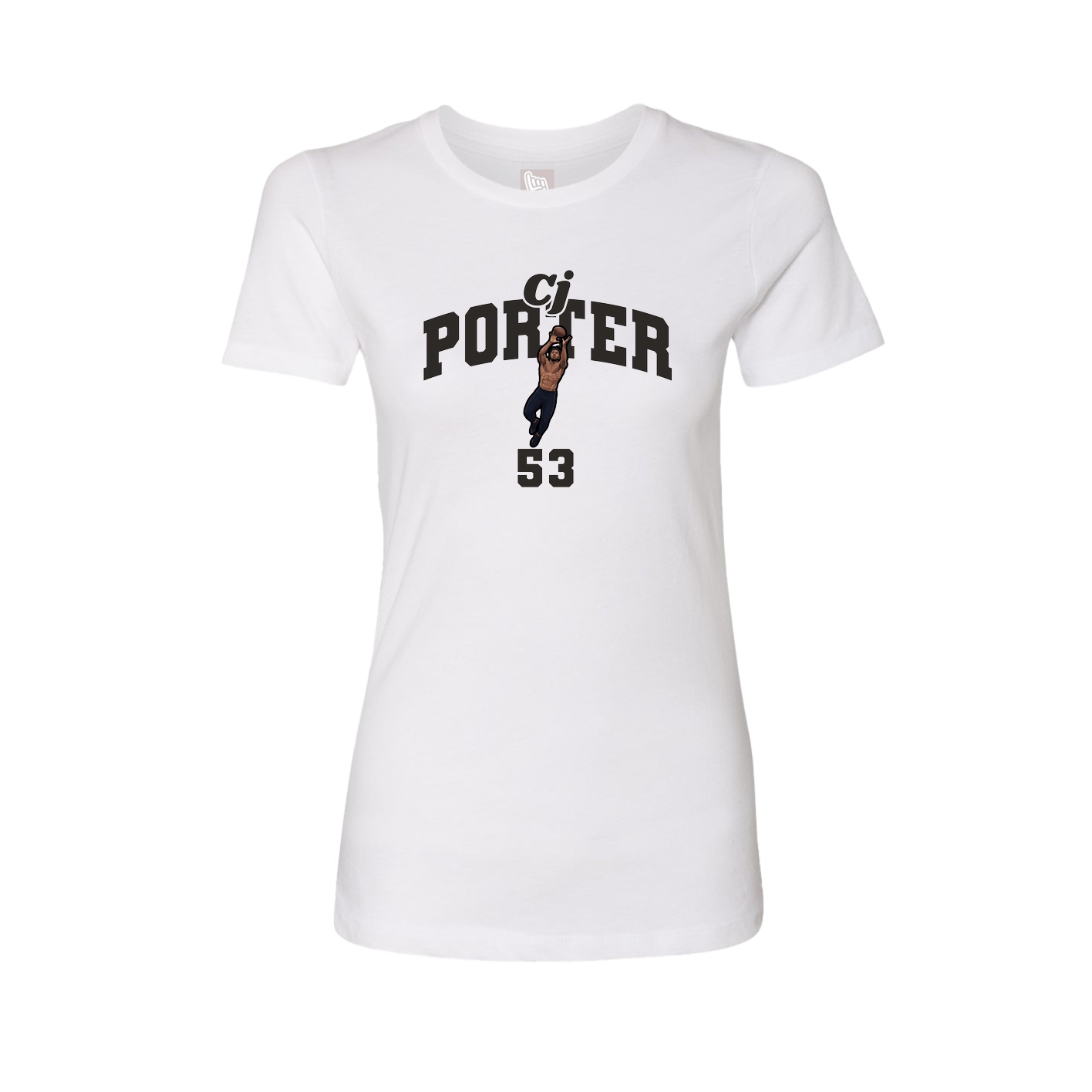 Fitted Women's Tee — Signature Arch in White