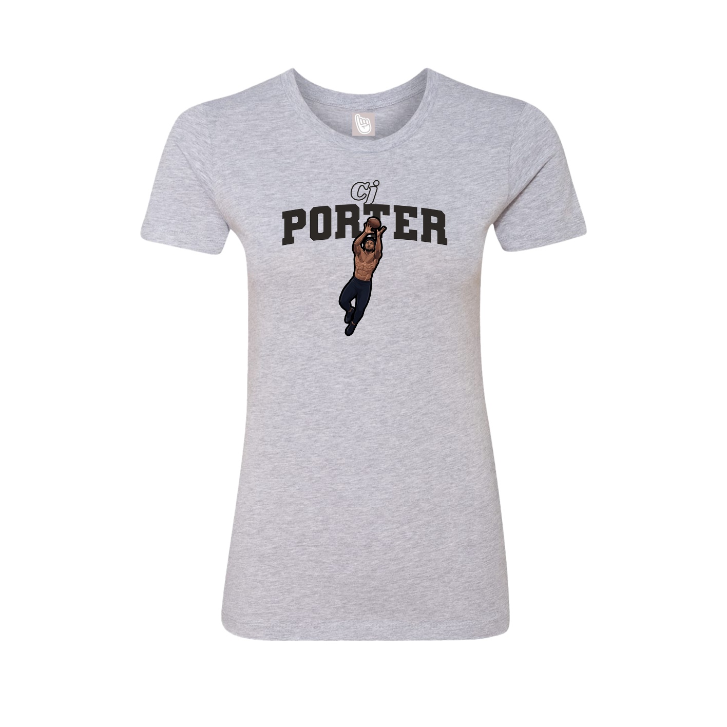 Fitted Women's Tee — Name Arch in Grey