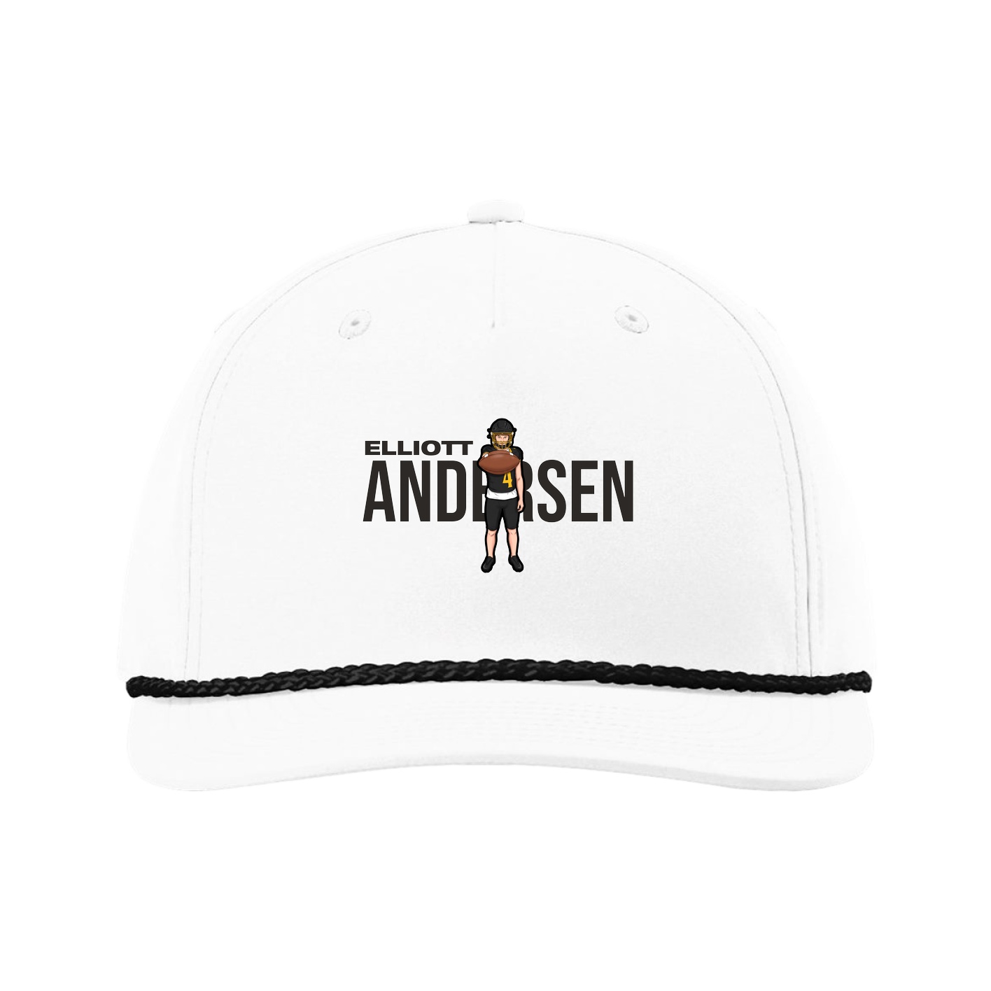 Five-Panel Classic Rope Cap — Player Name in White