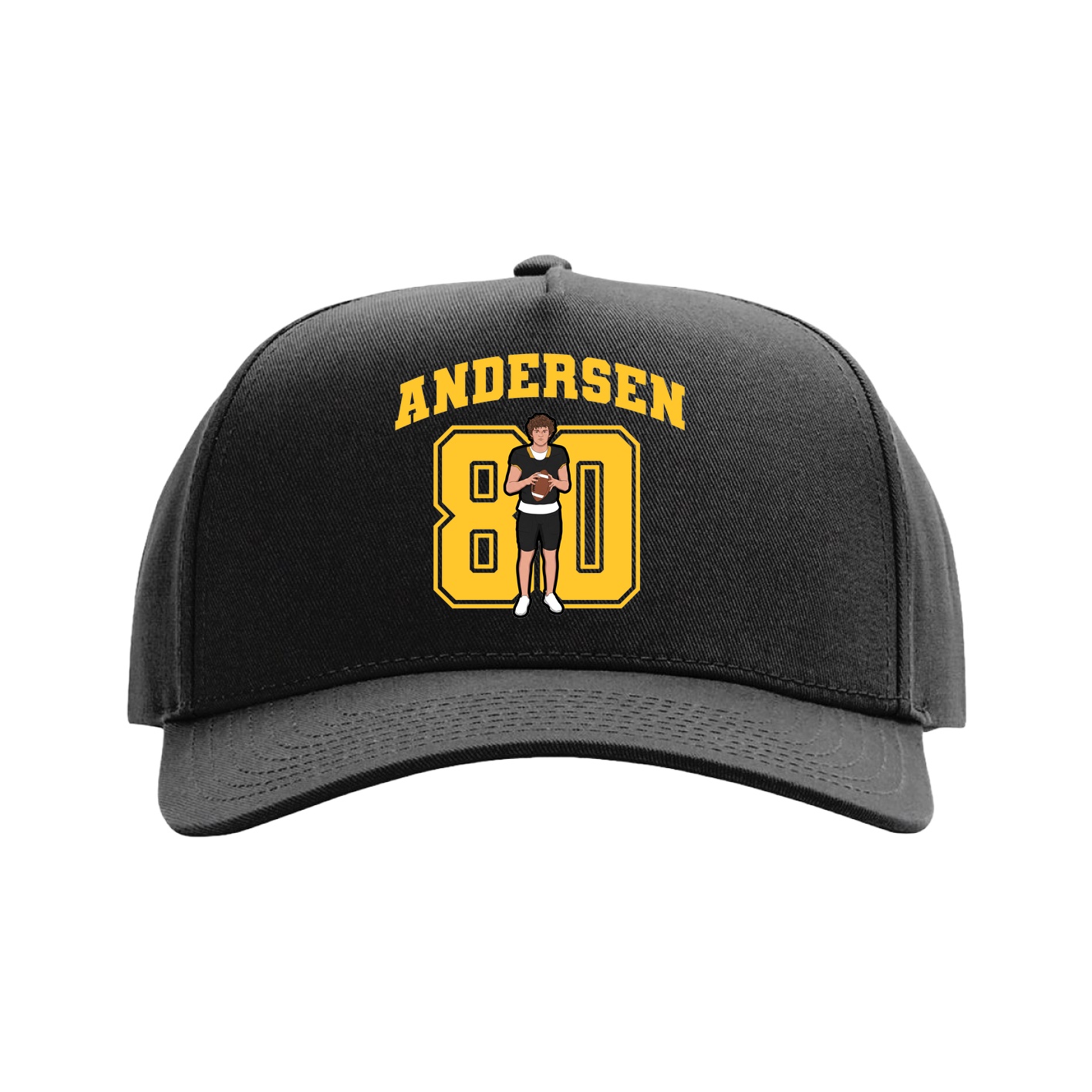 Full Fabric Five-Panel Champ Cap — Number in Black