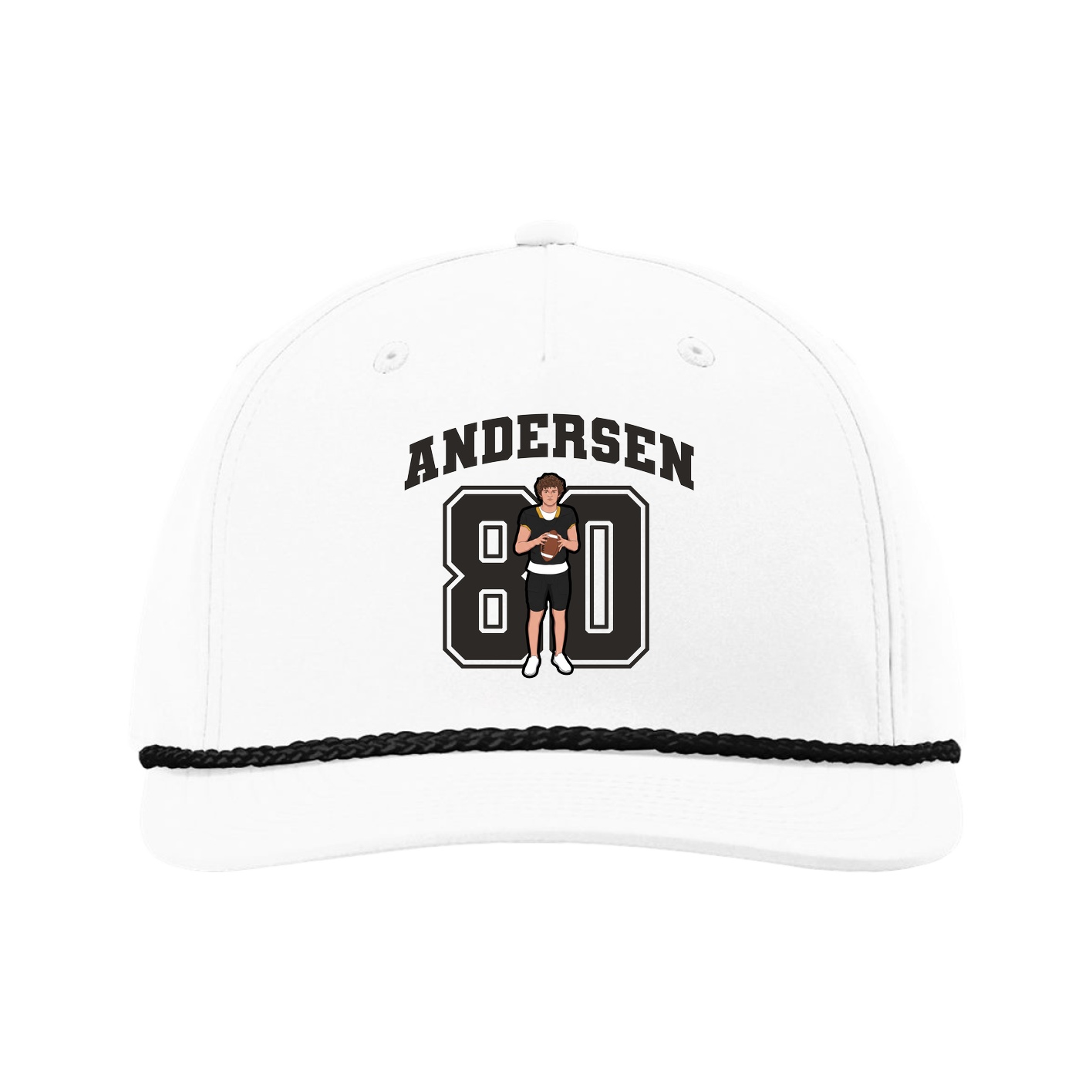 Five-Panel Classic Rope Cap — Number in White