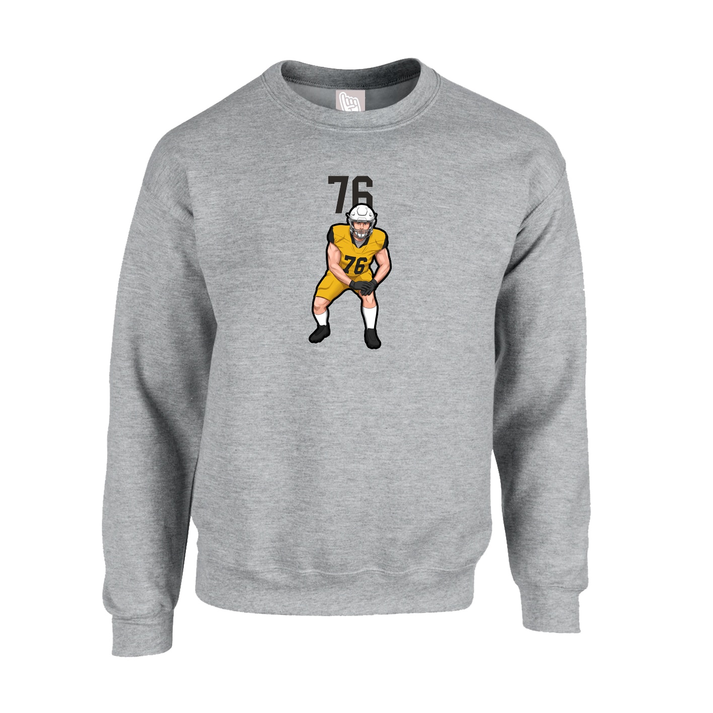 Fleece Crew — Number Top in Grey