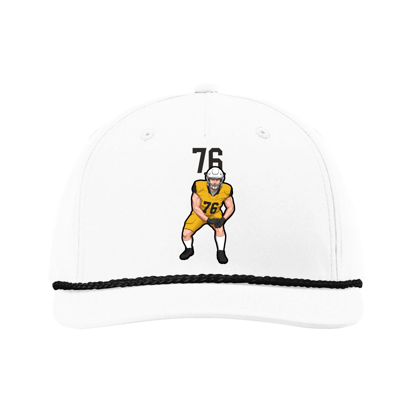 Five-Panel Classic Rope Cap — Number Top in White