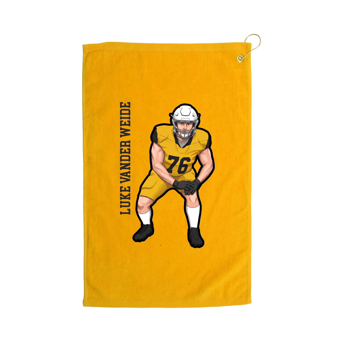 Golf Towel — Name Vertical in Gold