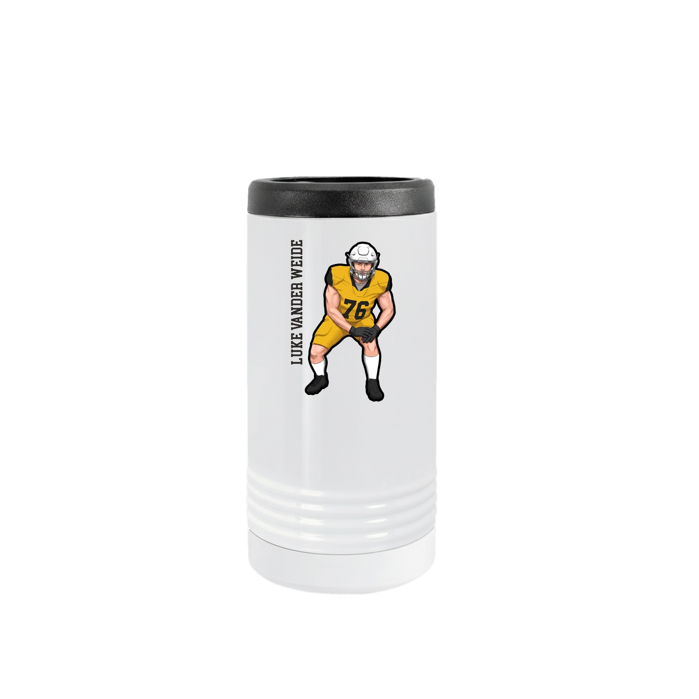 Slim Beverage Holder — Name Vertical in White