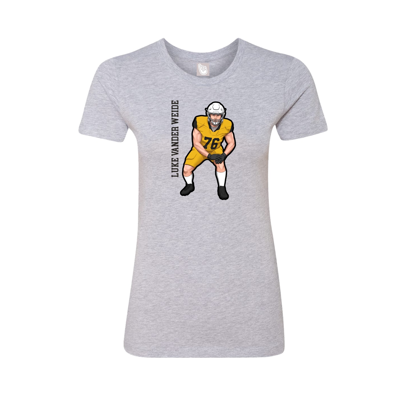 Fitted Women's Tee — Name Vertical in Grey