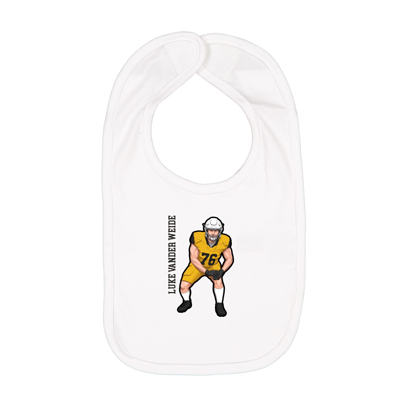 Infant Bib — Name Vertical in White