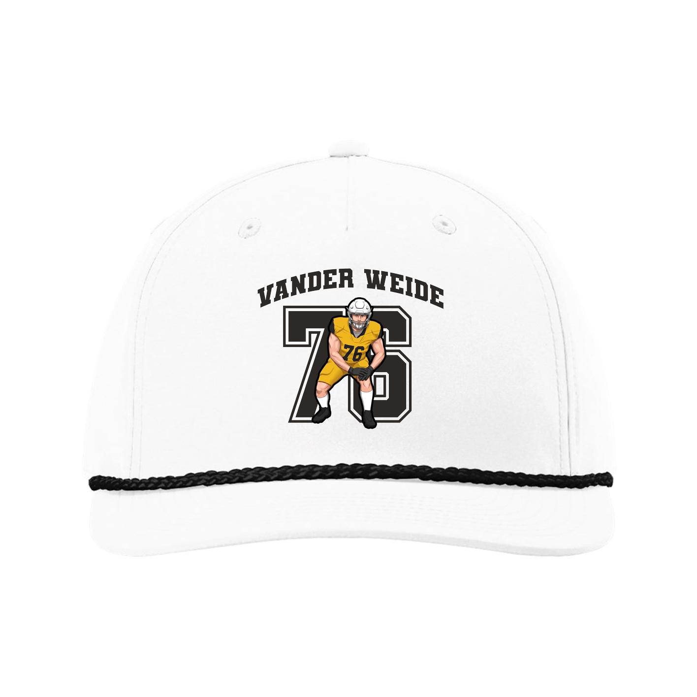 Five-Panel Classic Rope Cap — Number in White