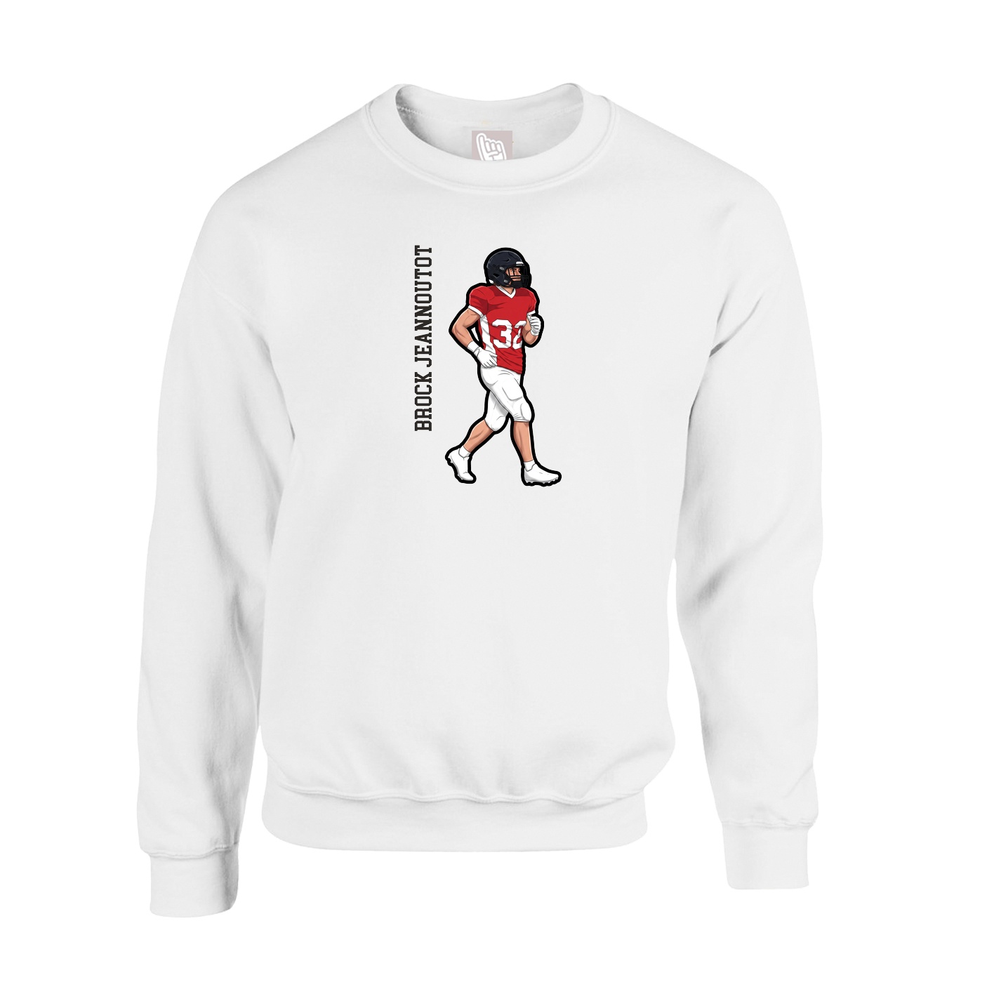 Fleece Crew — Name Vertical in White