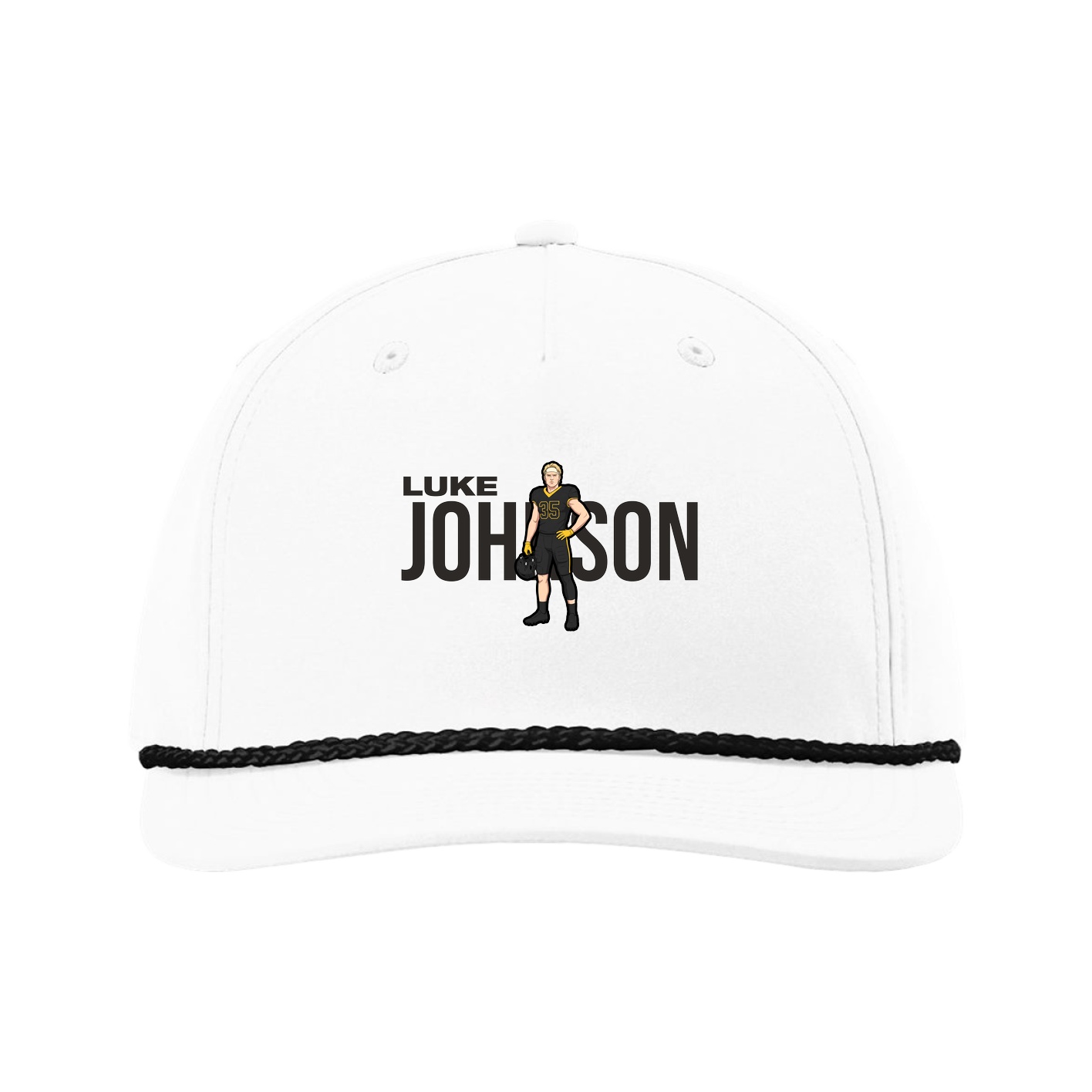 Five-Panel Classic Rope Cap — Player Name in White
