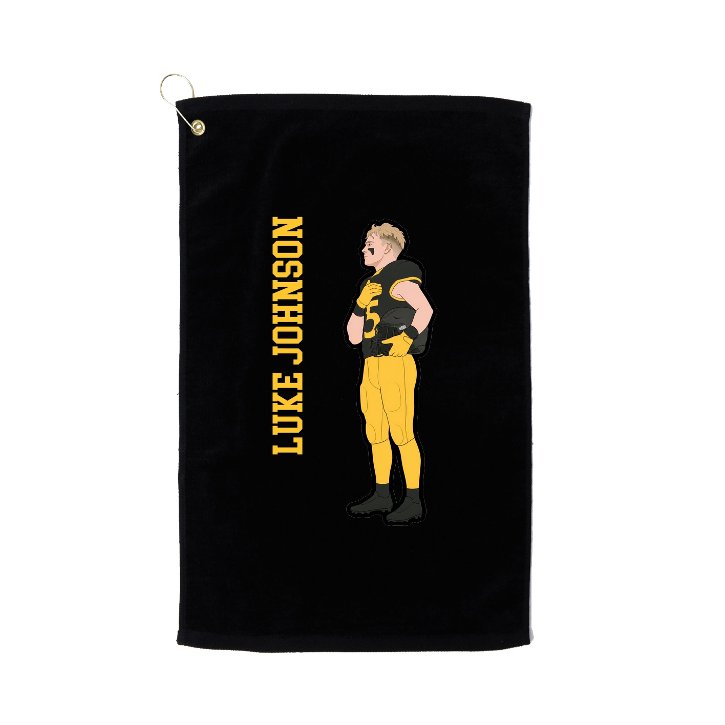 Golf Towel — Name Vertical in Black