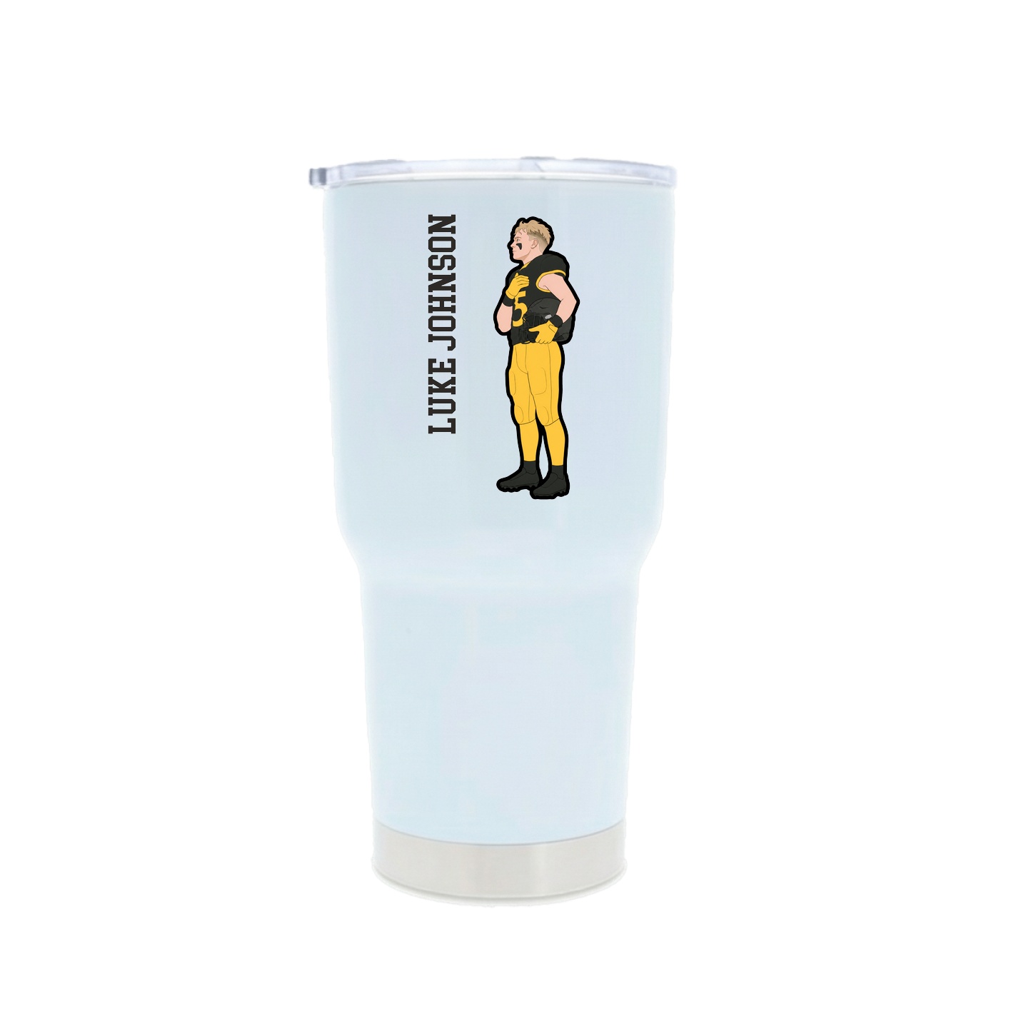 30oz Stainless Steel Tumbler — Name Vertical in White