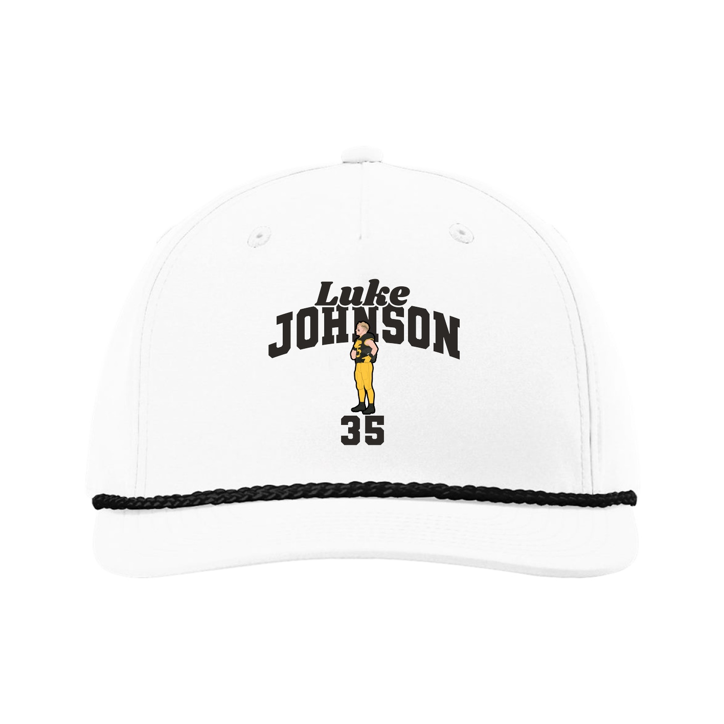 Five-Panel Classic Rope Cap — Signature Arch in White